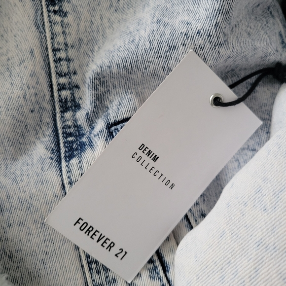 NEW NWT Forever 21 Light Blue Denim Jacket with White Sherpa-S - Picture 2 of 5